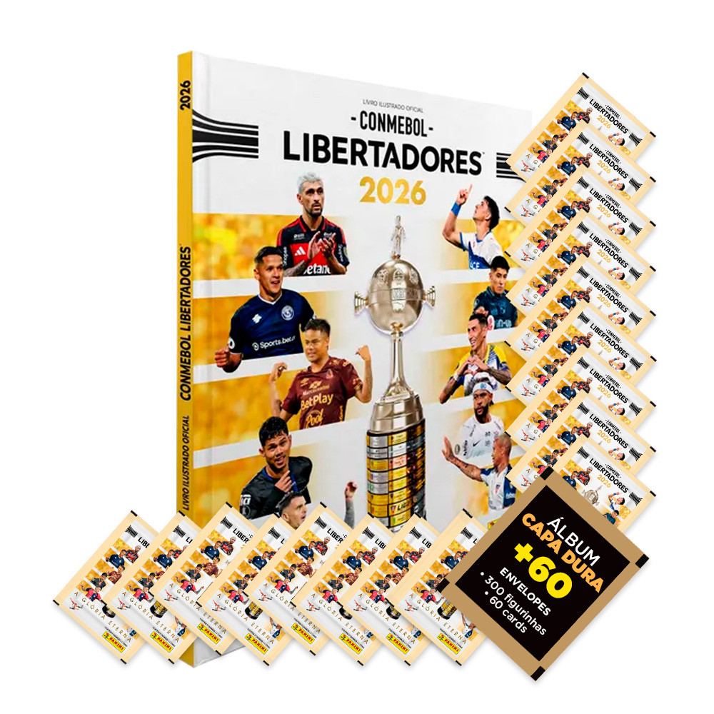 Libertadores 2026 Álbum Capa Dura+60 Envelopes (300 figurinhas /60 cards)