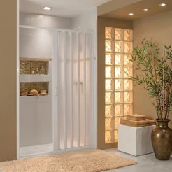 Box para Banheiro de PVC 185x70cm Sanfonado Frontal Bcf Branco Branco