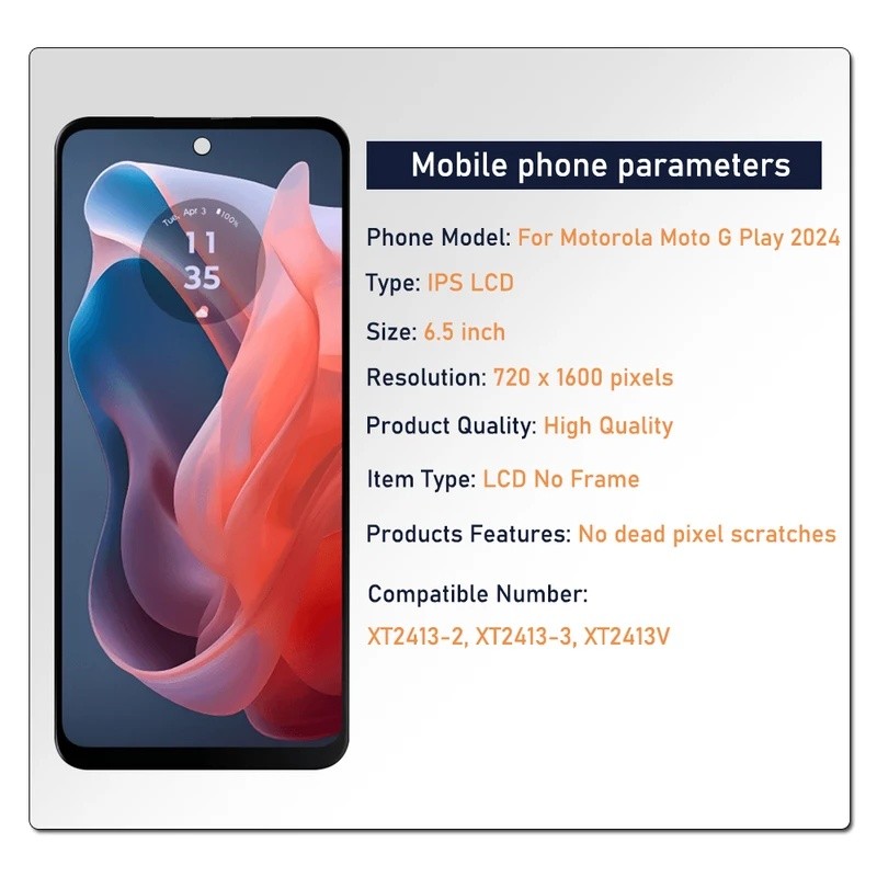 6.5 " Para Motorola Moto G Play 2024 Lcd XT2413-2 XT2413-3 Display Tela De Toque