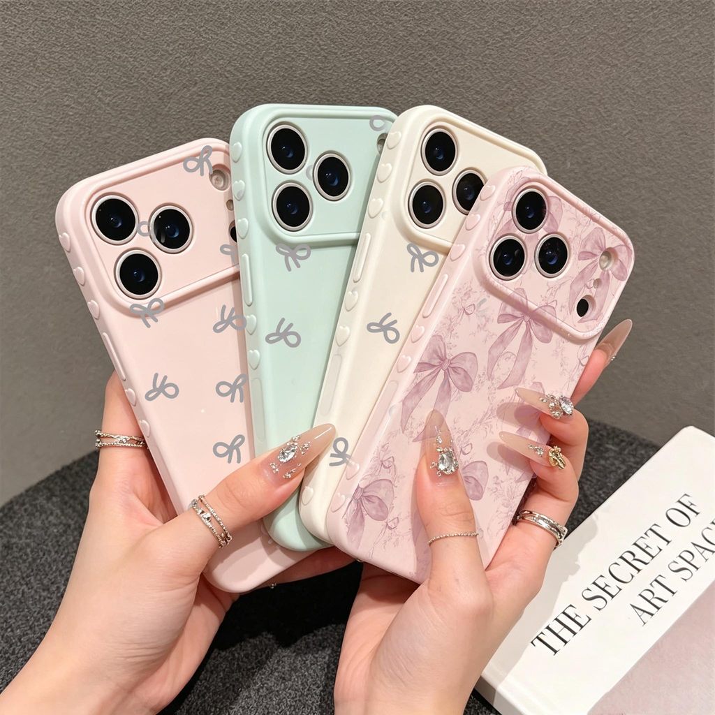 3D Amor Coração Borda Lateral Rosa Arco Bowknot Capa De Silicone Líquido Para Samsung Galaxy A57 A37 A27 A17 A07 A56 A54
