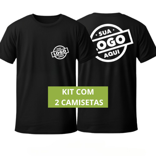 KIT 2 Camisetas Personalizadas Uniforme Com Sua Logo - 100% Algodão Premium Blusa Para empresas