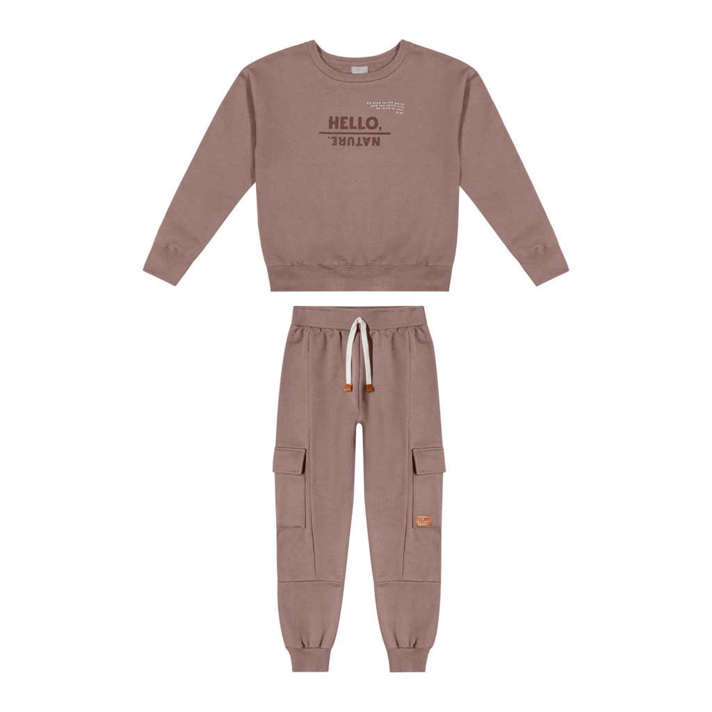 Conjunto Longo Infantil Menino Moletom Colorittá Marrom