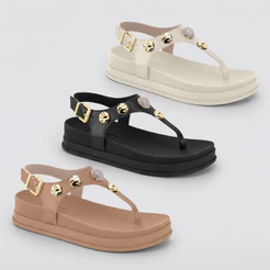 Sandália Papete Feminina Moleca Plataforma Apliques Dourados Strass Original