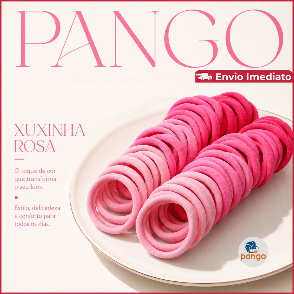 Xuxinhas Rosa Pink lembrancinha Academia Premium Meia de Seda Rabicó Elástico Cabelo 100 a 50 unid