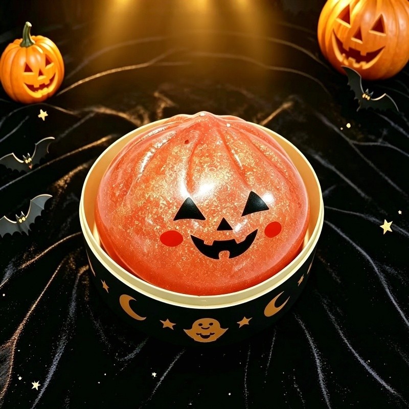 Squishy Dumpling Halloween Surpresa com Cestinha Abóbora Fantasma Antiestresse — imagem 2 de 2