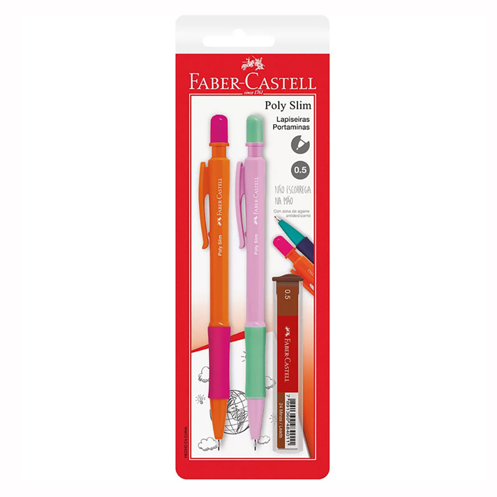 Lapiseira 0.5mm Poly Slim Rosa e Roxa SM/05SLIMRR\233555 com 2 unidades Faber-Castell