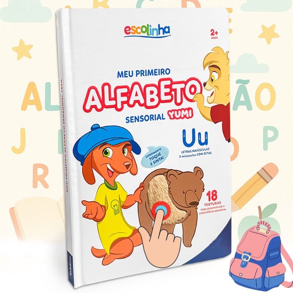 Livro Infantil Educativo Meu Alfabeto Sensorial - Toque E Sinta Para Bebês Tdah