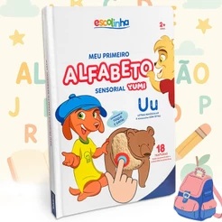 Livro Infantil Educativo Meu Alfabeto Sensorial - Toque E Sinta Para Bebês Tdah Tea Edição Grande Premium