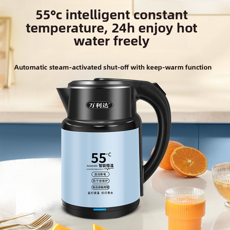 Chaleira Elétrica 3L De Aço Inoxidável , Aquecedora De Água Quente Com Desligamento Automático Isolado