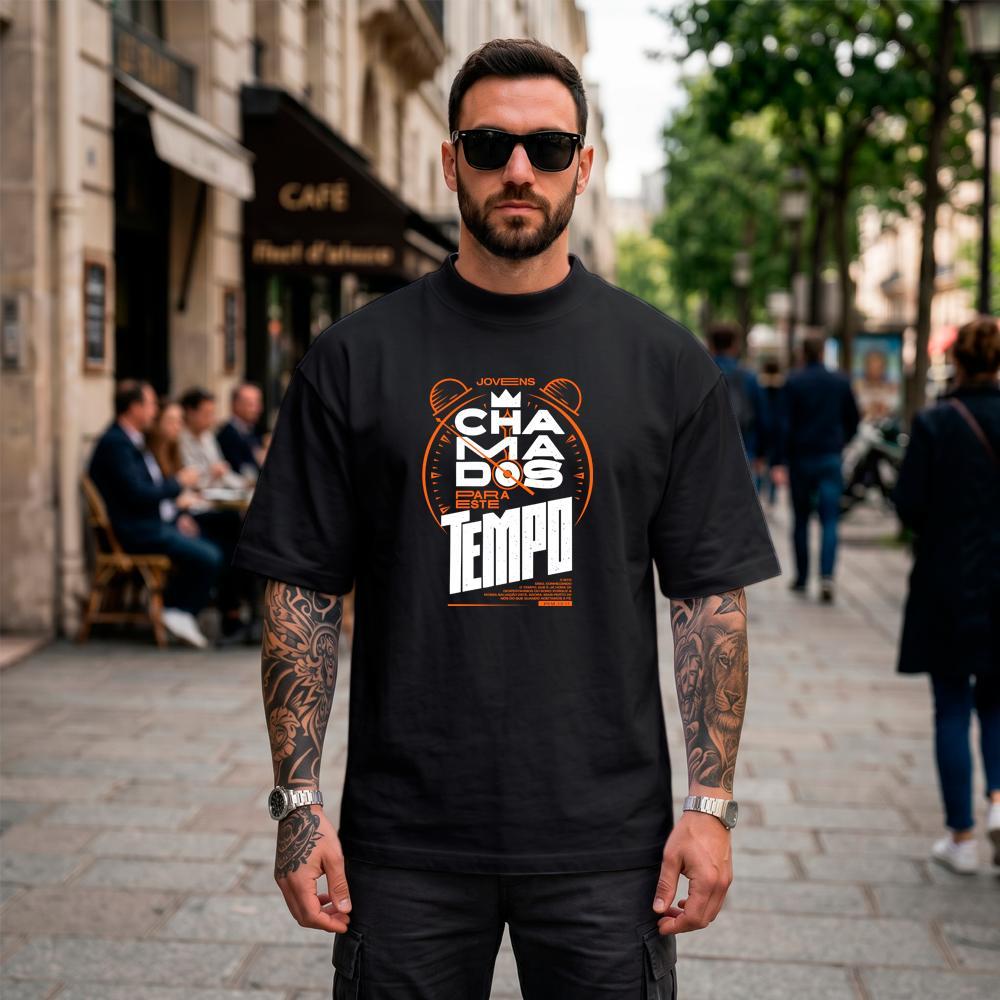 Camiseta Oversized Suedine Masculina Estampada Jovens Chamados Streetwear