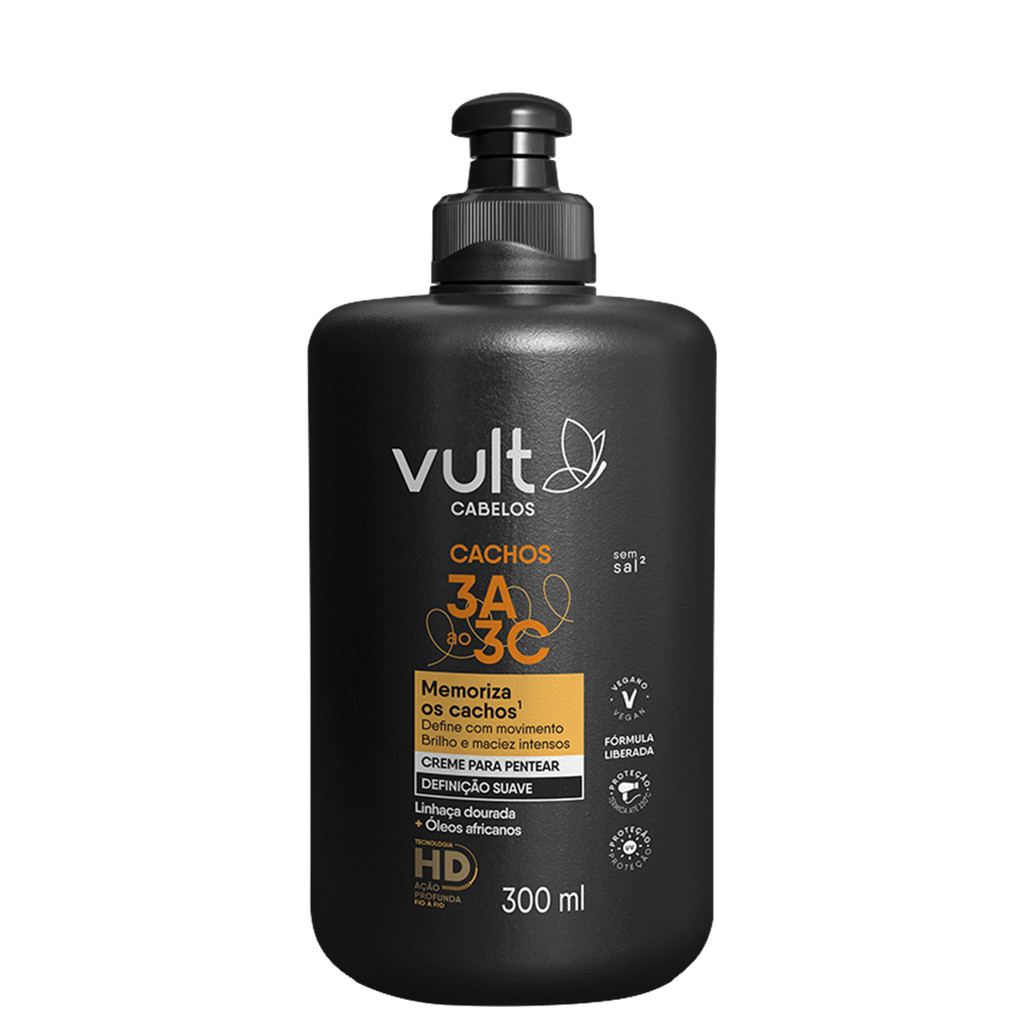 Vult Cabelos Cachos 3A ao 3C Definição Suave - Creme para Pentear 300ml