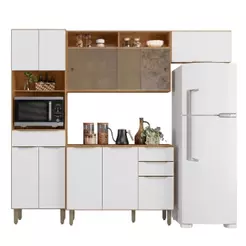 Armário de Cozinha Completa 12 Portas 3 Gavetas 100% MDF Reflecta Clara