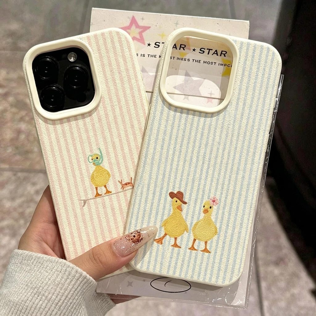 Capa De Pato Engraçado Listrada Azul Claro Rosa Para Samsung Galaxy A57 A37 A27 A07 A17 A36 A26 A15 A52 A54 A36 A55 A35 