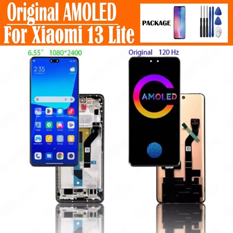 Para Xiaomi 13 Lite Display LCD Original 6.55 " AMOLED Tela De Toque Digitador A
