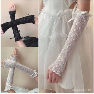 Luva Renda Arrastão com Laço  Cosplay Moda Anime Flexíveis  Festa Fantasia Acessório lorita saara yh7004