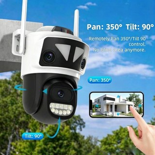 Camera De Seguranca Wifi Externa Lente Tripla 3MP Visao Noturna Colorida IP66 Com Alarme Giro 350