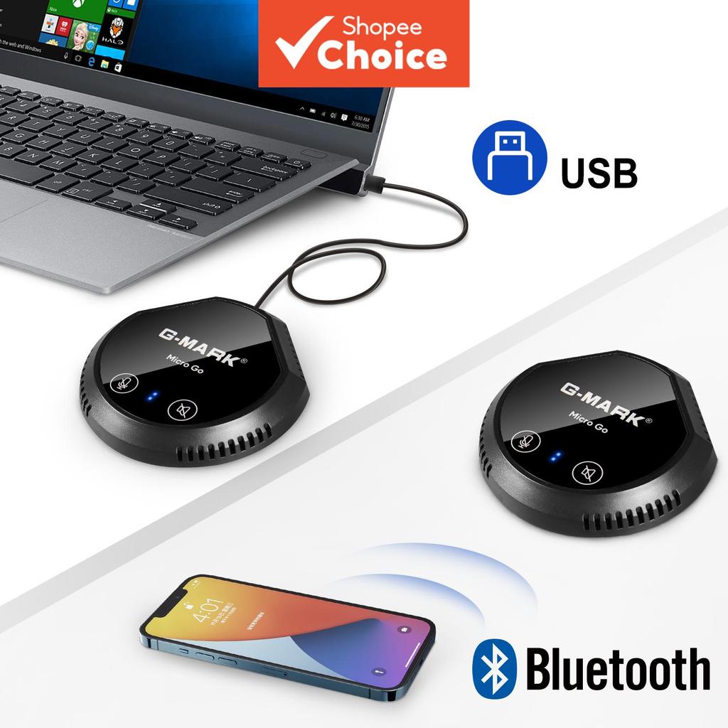 Microfone USB G-MARK Go, Microfone Bluetooth de Conferência com alto-falante integrado, Plug & Play para PC, reuniões