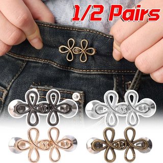 1-2 Pares De Fivela De Cintura Oca De Trevo De Quatro Folhas-Sem Pregos , Ajustável , Destacável-Fofo , Moda-Para Jeans