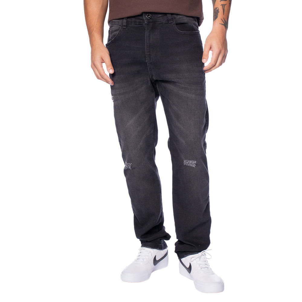 Calça Jeans Masculina Gangster Slim Preto