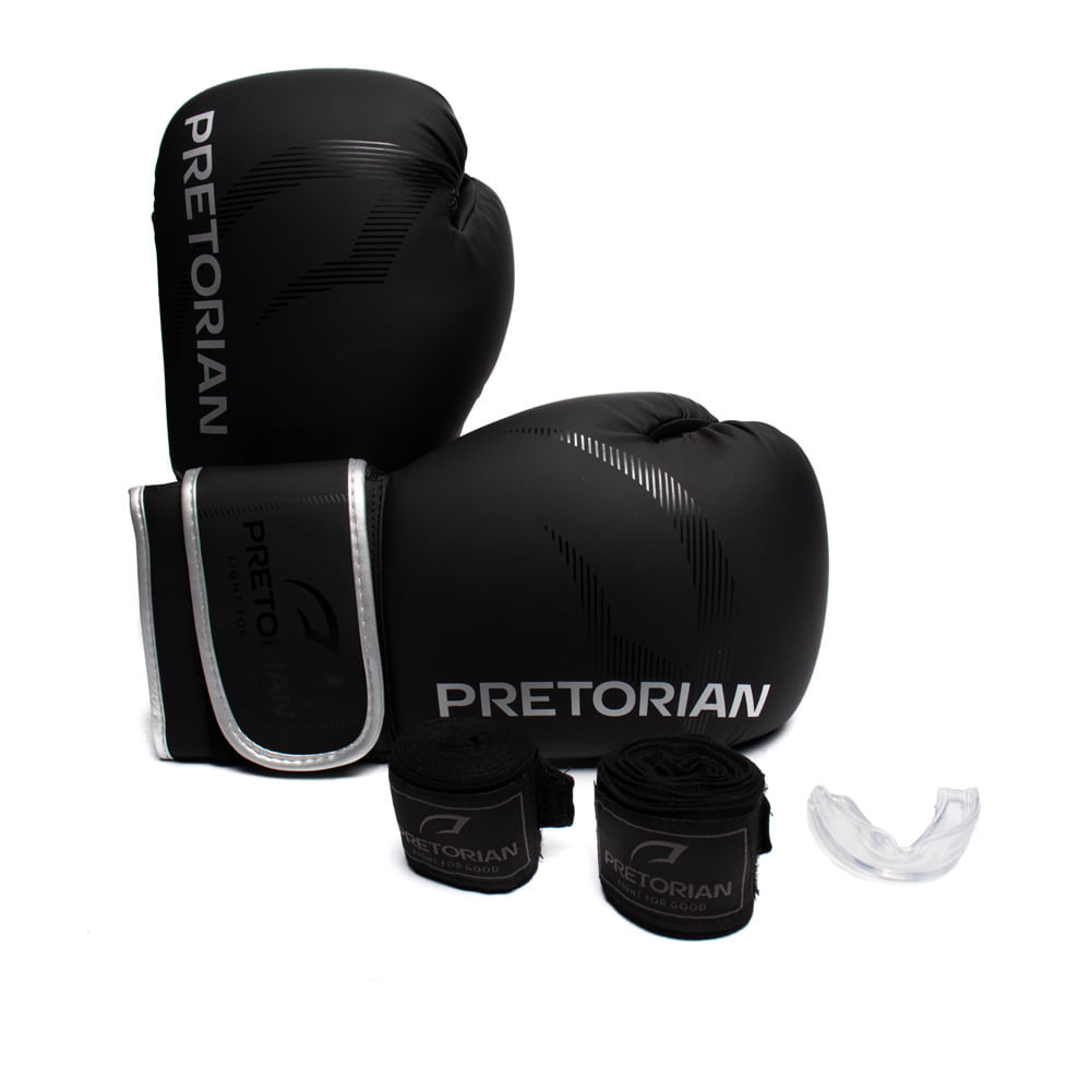 Kit Unissex Pretorian Boxe Muay Thai FX-2 Preto/Prata