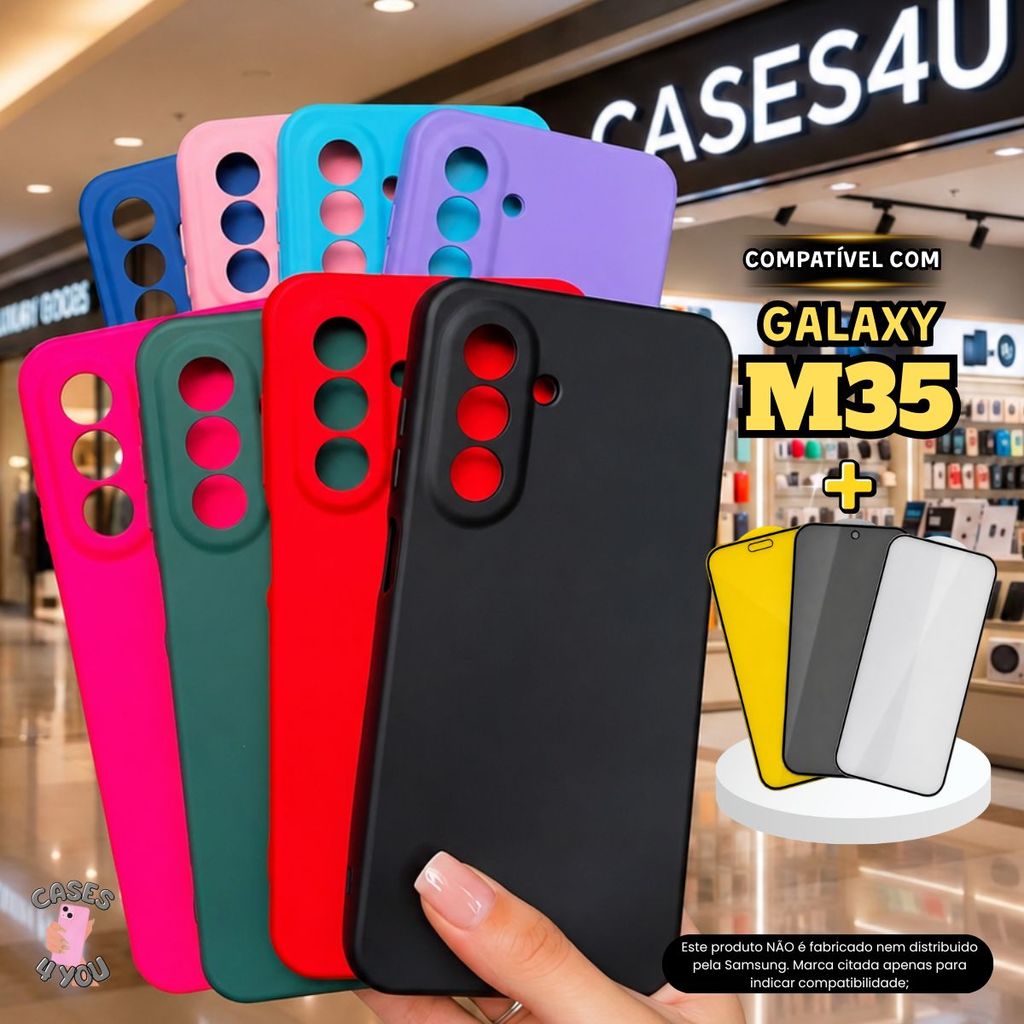 Capa Compatível Com Galaxy M35 Capinha + Película Galaxy M35 Privacidade Cerâmic