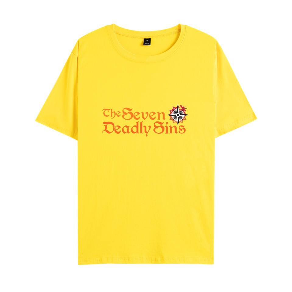 Camiseta Infantil 2D com Estampa Gráfica do Anime Seven Deadly Sins, Gola Redonda, Manga Curta, Solta, para Uso Diário e