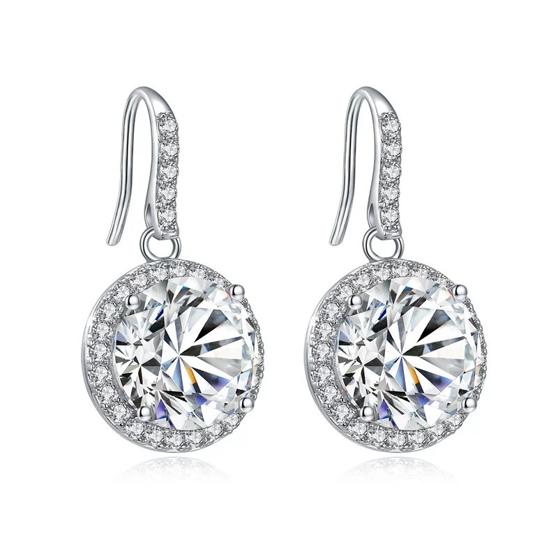 Brincos de prata esterlina com zircônia, brincos femininos de simulação de diamante, nicho de luxo leve, brincos de alta