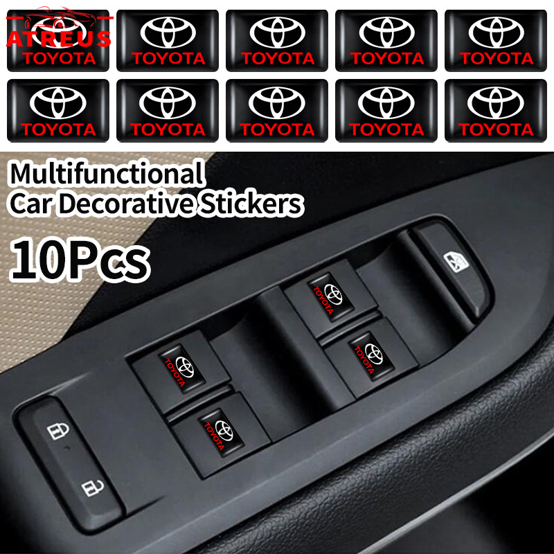 10 Pçs Toyota Adesivo Logo Carro Quadrado 3D 10x18mm Decorativo Para Toyota Corolla Cross Hilux Etios RAV4