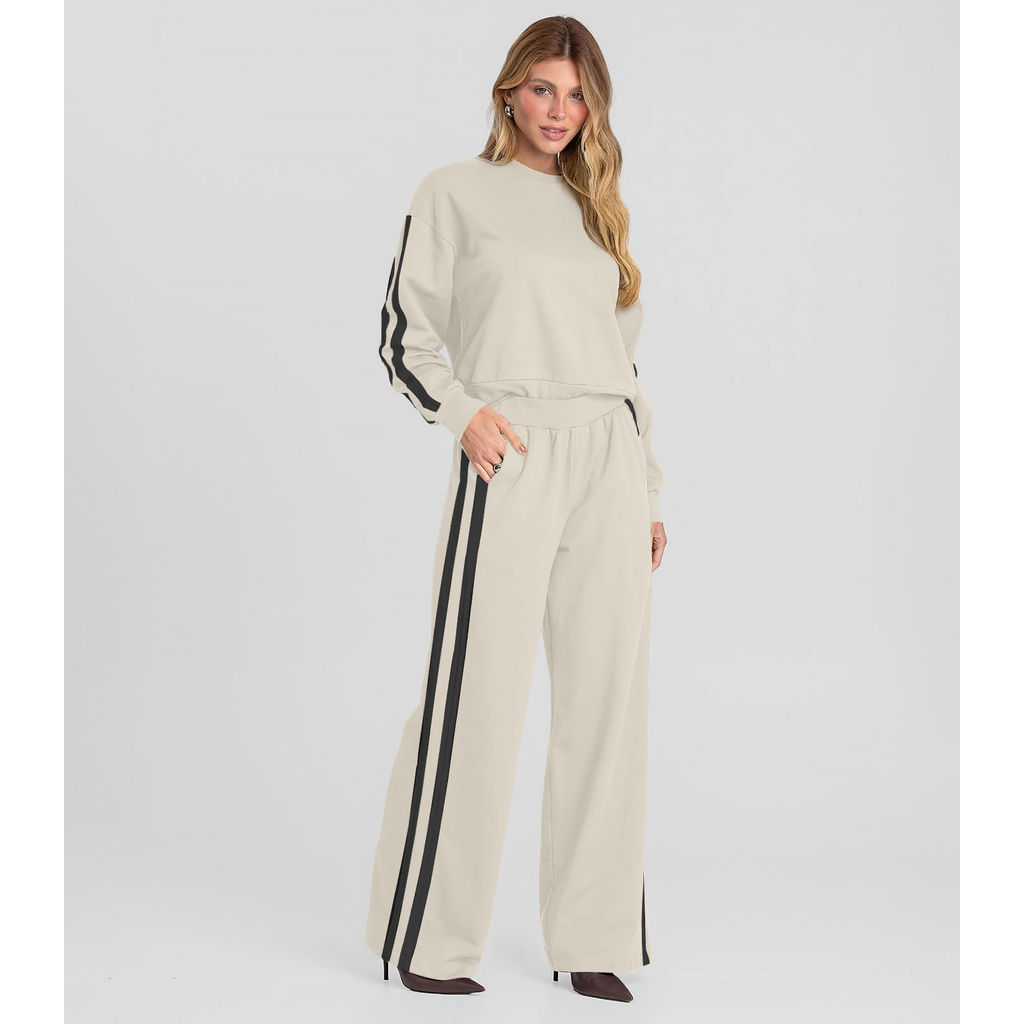 Calça Feminina Pantalona em Molecotton Dianna Bege