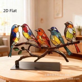 Enfeites de pássaros em estoque pronto, artesanato em Metal, decoração para casa, Animal colorido, arte em ferro, cem fl