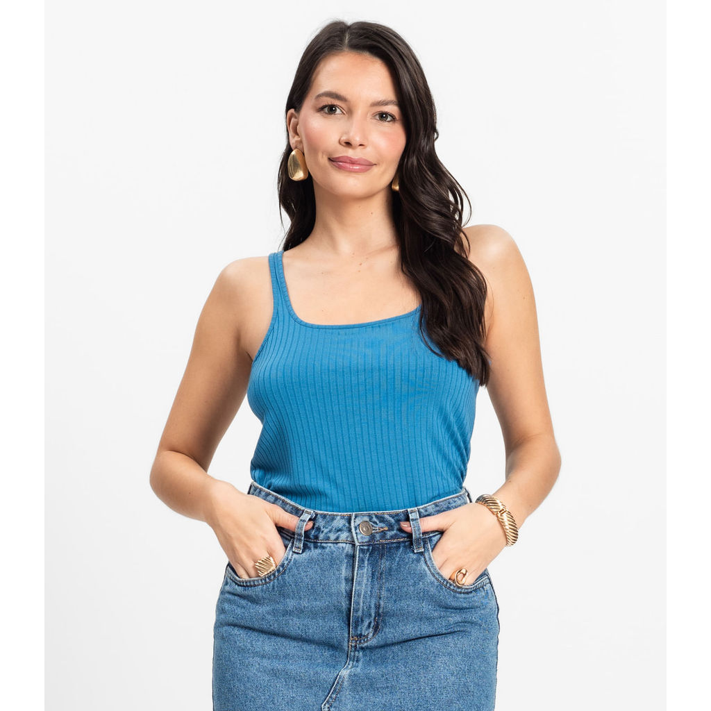 Regata em Ribana Canelada Rovitex Azul