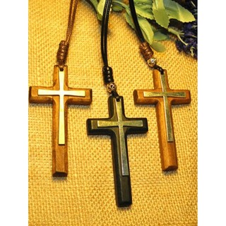 Corda de cera reforçada cruz colar artesanal camisola de madeira corrente estilo étnico Multi-camada pingente jóias masc