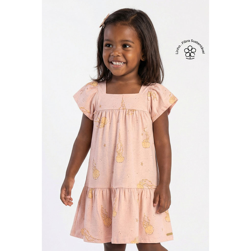 Vestido Infantil Menina Jellyfish Colorittá Rosa
