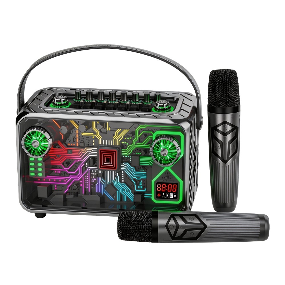 Caixa De Som Bluetooth Amplificada Grande 140w +2 Microfones Alto-falante portátil, compatível com Bluetooth e AUX
