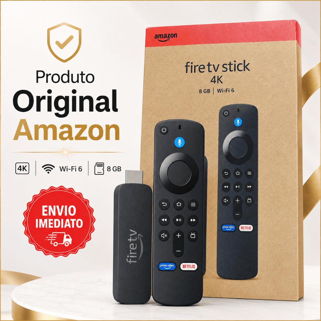 Amazon Fire Stick TV 4K 8GB com Alexa Integrada, Comando de Voz, Transforme Sua Tv em Smart, Novo e Lacrado