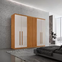 Guarda-Roupa 6 Portas e 4 Gavetas 100% MDF Premier Marrom/Marrome/Off White
