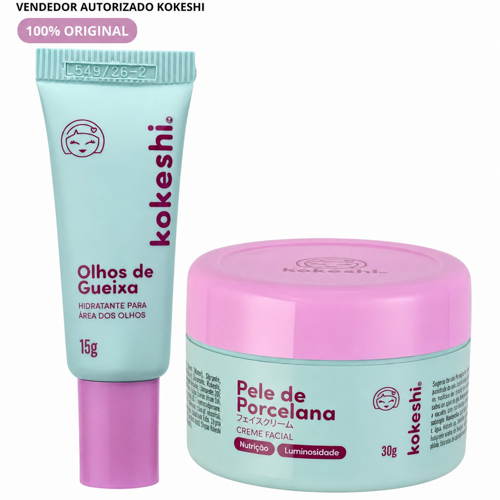 Kit Dupla Renovadores Faciais Kokeshi Pele Porcelana 30G + Olhos Gueixa 15G