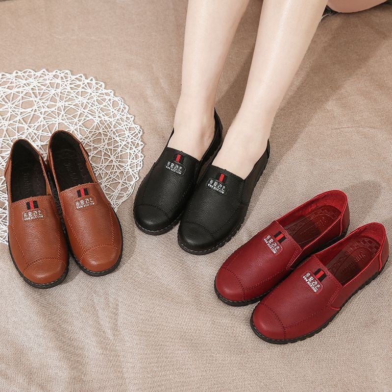 2020 primavera verão sapatos de couro casuais sapatos femininos sola macia sapatos de mãe idosa de meia-idade sapatos ún
