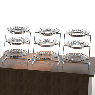 Vidro cristal Multi-camada prato de frutas lanche placa expositor sobremesa picles três camadas prato de frutas bandeja 