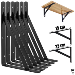 Kit 2 a 20 Suportes Mão Francesa Preta 23cm/19cm Canto Tábua Cantoneira Reforçada Preto