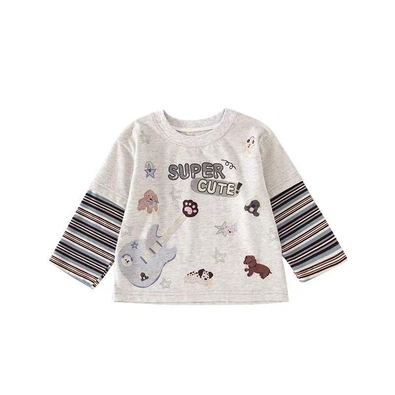 Meninos Super agradável camiseta de manga comprida 2026 outono novo estilo crianças puro algodão versão coreana dos dese