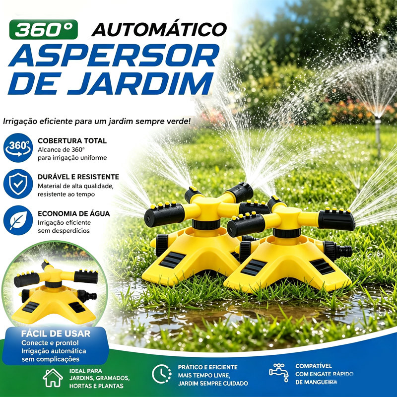 3 Peças Automático Irrigador Jardim Giratório 360 ° Com 2 Modos Sprinkler Alta Qualidade
