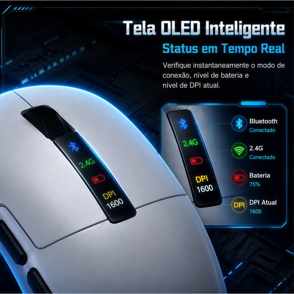 Mouse X11 Sem Fio Bluetooth Gamer Sem Fio Com Adesivo Bluetooth Usb 3 em 1 — imagem 2 de 2