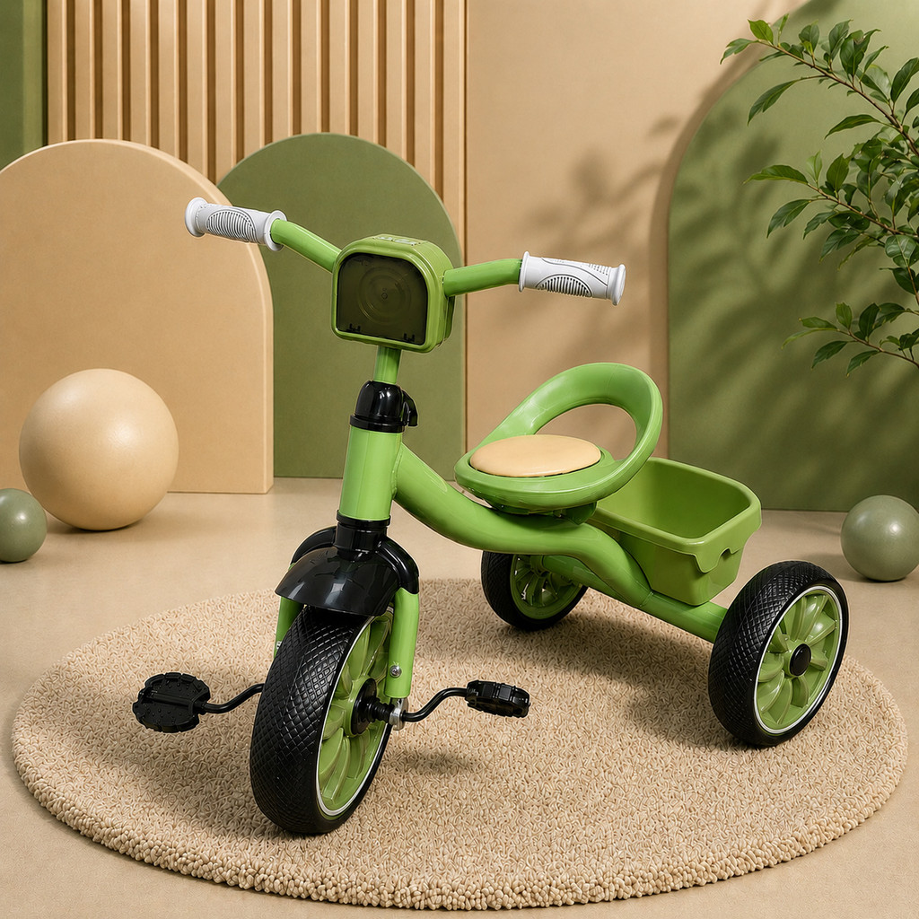 Triciclo Infantil Verde Passeio Deend C/ Cestinha 3 Rodas