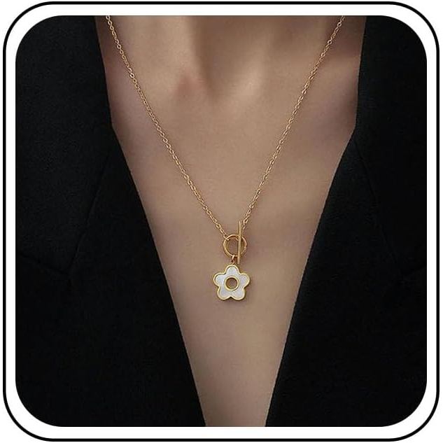 Colar Choker de Flor Margarida Boêmia, Colar com Pingente de Flor Dourada, Colar Vintage com Pingente de Flor, Colar Flo