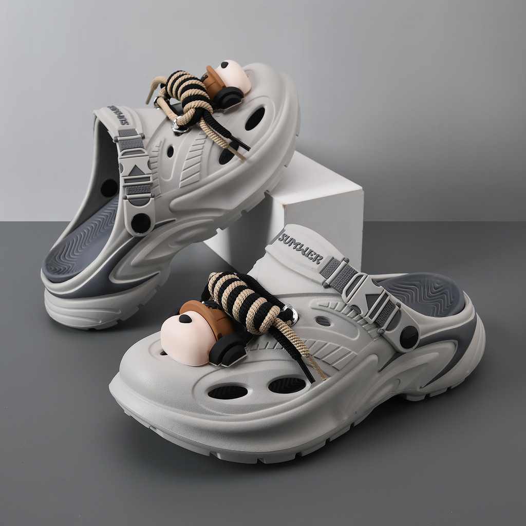 Buraco sapatos masculinos verão 2026 de sola grossa na moda sapatos masculinos Baotou chinelos masculino feminino Commut