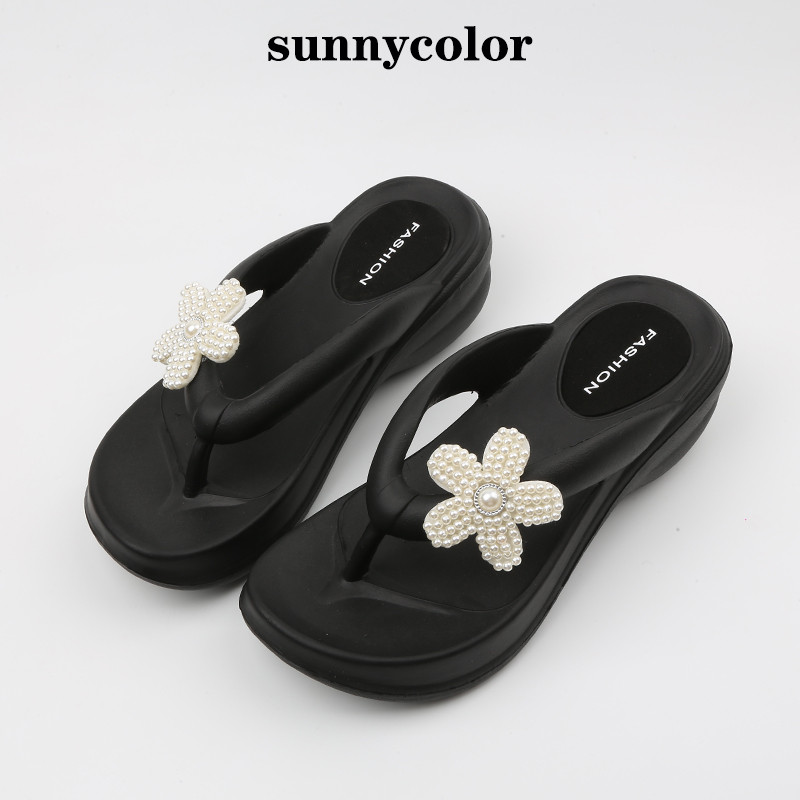 Ensolarado cor sapatos femininos 2025 verão novo estilo senhoras moda sandálias casuais chinelos chinelos de sola grossa