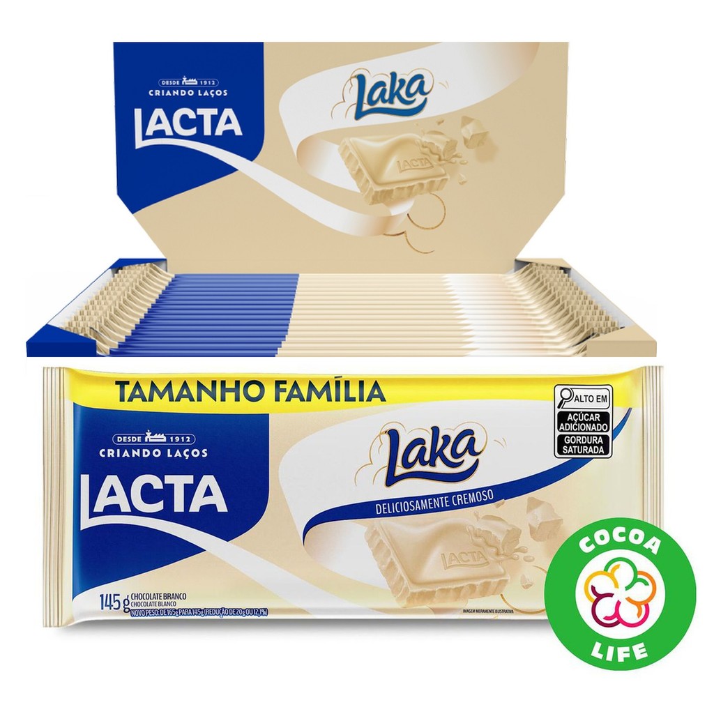 CHOCOLATE LACTA BARRA LAKA BRANCO - CAIXA 12 x 145g