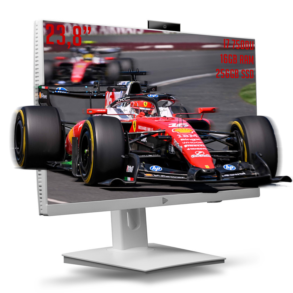 All In One Computador 23,8 Polegadas Intel Core I7-7500U WebCam Integrada 16GB RAM SSD 256GB Tela Full HD 1080p Completo