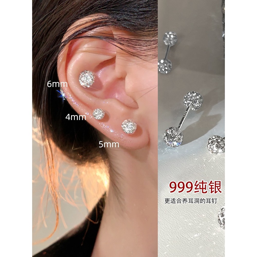 S925 brincos de prata meninas levantando brincos perfurados nicho High-End zircão brincos diamante requintado